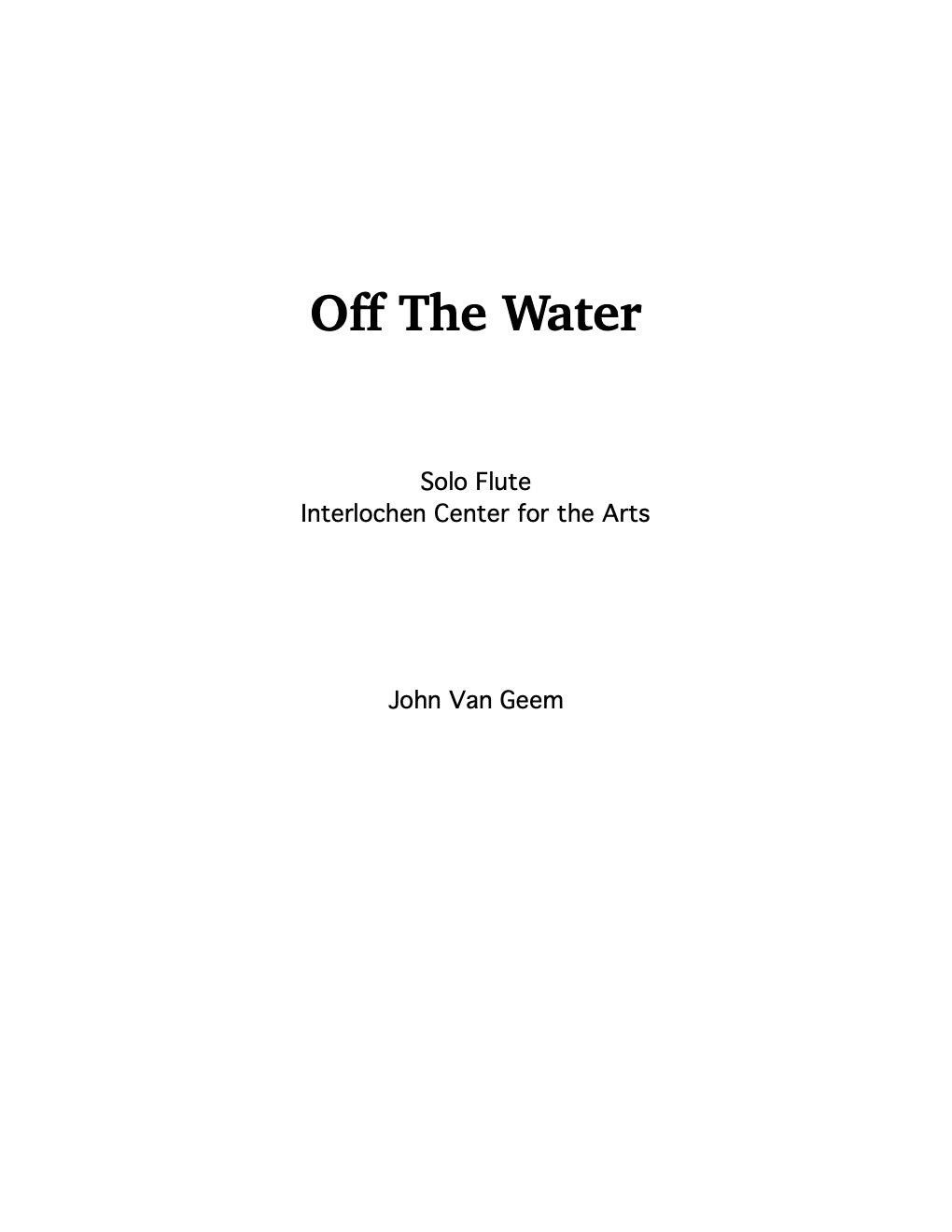 Off The Water - Sheet Music & Score